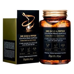 Сыворотка для лица с золотом и пептидами Farmstay 24K Gold & Peptide Solution Prime Ampoule