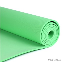 Коврик для йоги и фитнеса спортивный гимнастический EVA 8мм. 173х61х0,8 цвет: светло-зелёный / YM-EVA-8LG / уп 20
