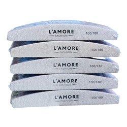 Пилка для ногтей L'AMORE Fashion лодочка 100/180 грит (упаковка 25шт)