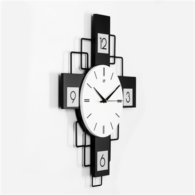 Часы настенные, серия: Лофт, "Скандинавская геометрия", дискретный ход, 49.5 х 38 см, d-21см