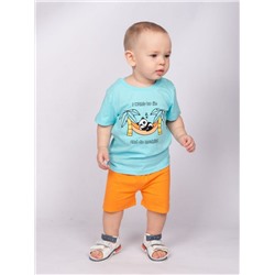 42108 Комплект для мальчика (футболка+шорты) яр.бирюзовый/оранжевый Lets go