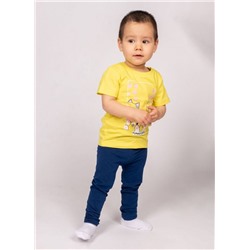 41135 Комплект для девочки (футболка+лосины) желтый/т.синий Lets go