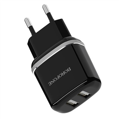 Адаптер Сетевой с кабелем Borofone BA25A Outstanding 2USB 2,4A/10W (USB/Micro USB) (black)