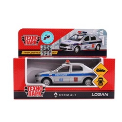 Технопарк. Модель "Renault Logan. Полиция" арт.LOGAN-P 12см металл.инерц. открыв.двери