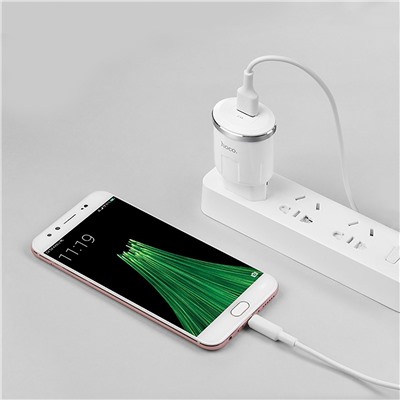 Адаптер Сетевой с кабелем Hoco C37A USB 2,4A/10W (USB/Micro USB) (white)