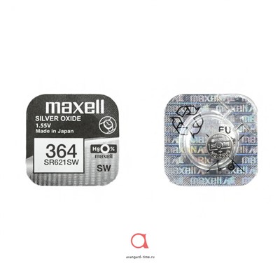 MAXELL SR-621SW (364) 1PC 0% Hg Оксид серебра