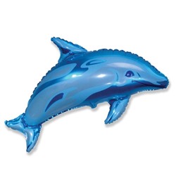 Шар фольгированный 30" «Дельфин», цвет голубой 1268091