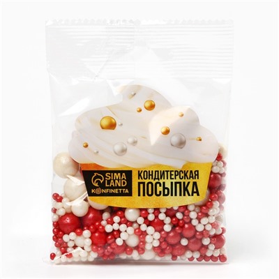 Посыпка кондитерская мягкая: красная, белая, 50 г.