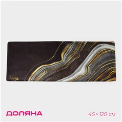 Коврик для ванной Доляна «Камень», 44×120 см, цвет чёрный