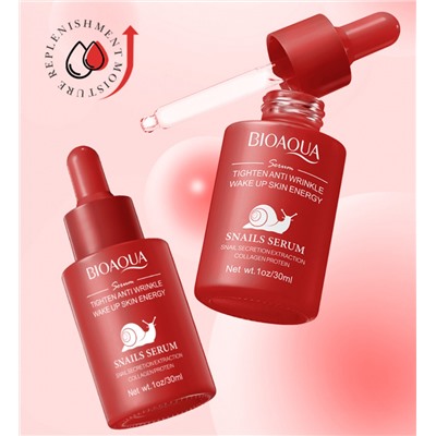 Сыворотка для лица с муцином улитки и гиалуроновой кислотой Bioaqua Snail Serum, 30 мл.