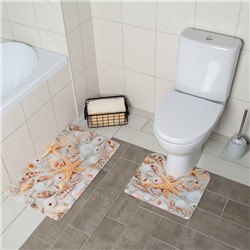 Набор ковриков для ванны и туалета «Ракушки», 2 шт: 40×45, 45×75 см