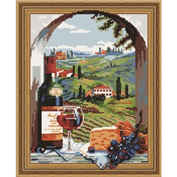 Алмазная картина на подрамнике Итальянский пейзаж 40х50