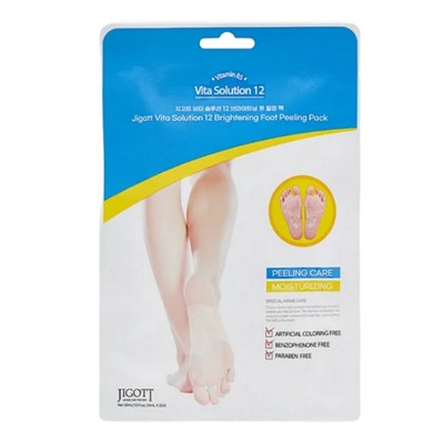 Jigott Маска-носки с эффектом пилинга для ног / Vita Solution 12 Brightening Foot Peeling Pack, 30 мл