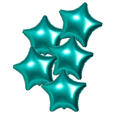 Шары фольгированные 19" «Звёзды», набор 5 шт., цвет тиффани, мистик 7782221
