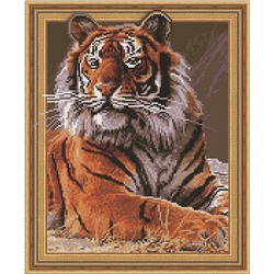 Алмазная картина на подрамнике Грация тигра 40х50