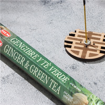 Благовония HEM "Ginger & Green Tea. Имбирь и зелёный чай", 20 палочек в упаковке, шестигранн