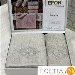 T1160/SM-06 Набор полотенец EFOR из 2-х предметов (50*90 и 70*140) MOTIF GUPUR серо-бежевый A.GRI/BEJ