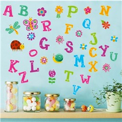 Наклейка "Английский алфавит" с красочными буквами в детскую комнату