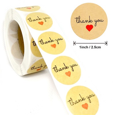 Стикеры в рулоне "Thank you", 25 мм, 500 шт 9046497