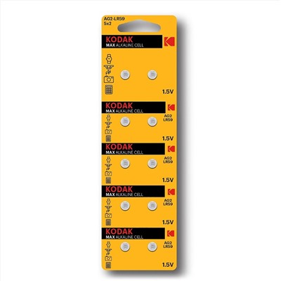 Элемент марганцево-щелочный Kodak AG 2 (396, LR726, LR59) (10-BL) (10/100) ЦЕНА УКАЗАНА ЗА 10 ШТ