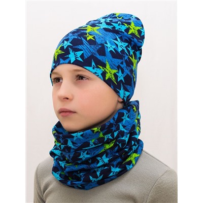 Комплект для мальчика шапка+снуд Звездное небо, размер 48-50,  хлопок 95%