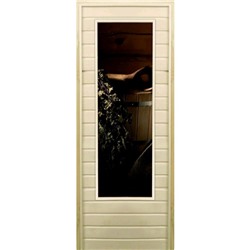 Дверь для бани со стеклом (43*129), "Банный набор", 170×70см, коробка из осины