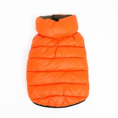 Куртка для собак двухсторонняя с воротником , ДС 24, ОШ 24, ОГ 40, оранжевая/зелёная