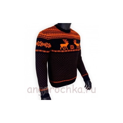 Шерстяной свитер с красным скандинавским рисунком - 120.13