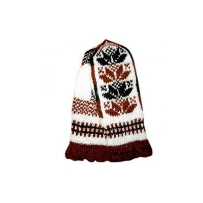 Вязаный шерстяной шарф с красным орнаментом - 140.2