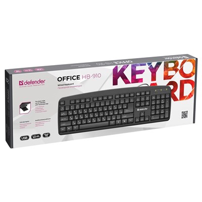 Клавиатура Defender HB-910 Office мембранная USB (black)