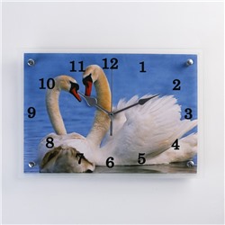 Часы настенные, серия: Животный мир, "Лебеди", 25х35 см