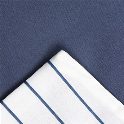 Постельное бельё Этель евро Stripes: blue, 200х215см, 214х240см, 50х70см-2 шт, перкаль,114 г/м2