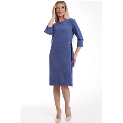 Синее вельветовое платье-футляр с рукавами три четверти
