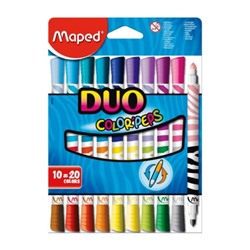 Maped. Фломастеры "Color'Peps Duo" двусторонние с треуг. пиш.узлом для письма (10шт.20цв) арт.847010