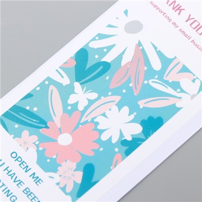 Наклейка бумага благодарность "Цветы с бабочкой" набор 50 шт 10х5 см