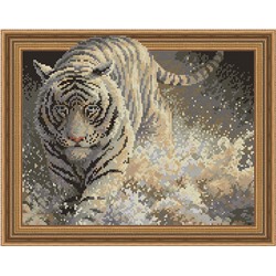 Алмазная картина на подрамнике Охота белого тигра 40х50