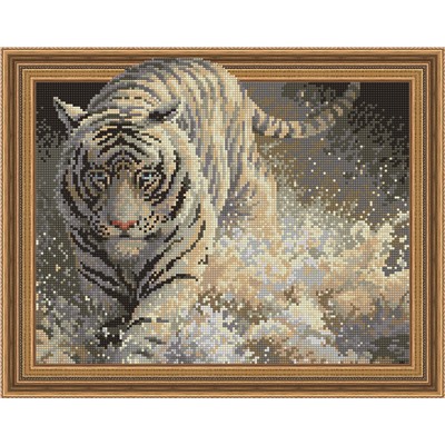 Алмазная картина на подрамнике Охота белого тигра 40х50