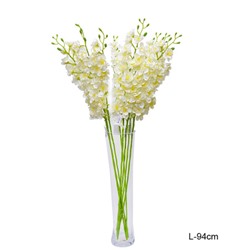 Цветок искусственный Дельфиниум 20 цветков белый 94 см / A54 /уп 50/500/