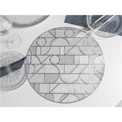 Набор салфеток сервировочных на стол Доляна «Бурлеск», 4 шт, d=38 см, цвет серебряный