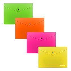 ErichKrause® Папка-конверт на кнопке пластик. "Glossy Neon" полупрозрач. (поштучно) арт.50303