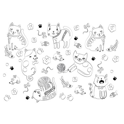 Коврик для творчества-многоразовая раскраска «Котики» (M)
