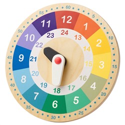 UNDERHÅLLA УНДЕРХОЛЛА, Обучающие деревянные часы, разноцветный, 25 см