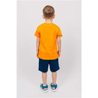 42115 Комплект для мальчика (футболка+шорты) оранжевый/т.синий Lets go