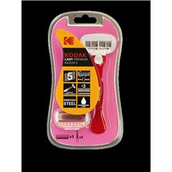 Бритвенная система Kodak LADY Prem Razor 5, женская, 5 лезвий, розовая, 2 сменных кассеты /1/12/48/   3398
