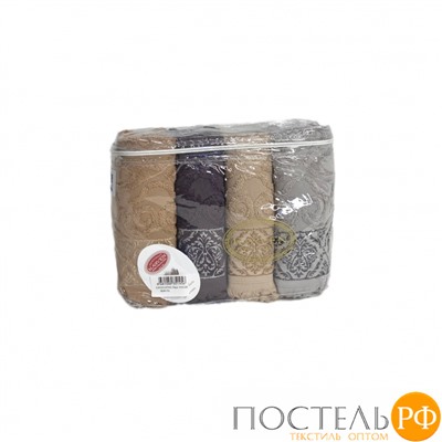 Набор полотенец Карвен "HANZADE" Cotton (penye) 50*90 4шт. махра с бахромой HS 1004