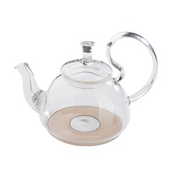 Индукционный заварочный чайник из жаропрочного стекла "Георгин" с пружинкой-фильтром в носике, 800 мл, дно d110 мм, шт