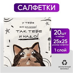 Салфетки бумажные 25*25см "Коты" (набор 20 шт)