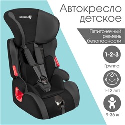 Автокресло Крошка Я Space plus, группа 1/2/3, 9-36 кг, (1-12 лет) Черный/Серый