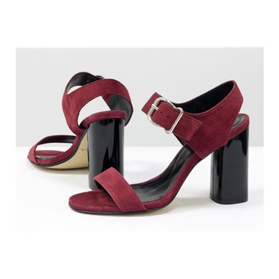 Универсальные женские босоножки на каблуке, из итальянской замши-велюр бордового цвета, на устойчивом невысоком каблуке. Новая коллекция от Gino Figini, С-1951-03