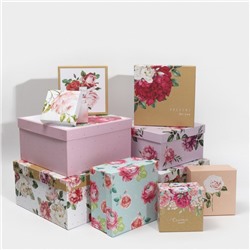 Набор подарочных коробок 10 в 1 «Цветы», 10.2 × 10.2 × 6–28.2 × 28.2 × 15 см